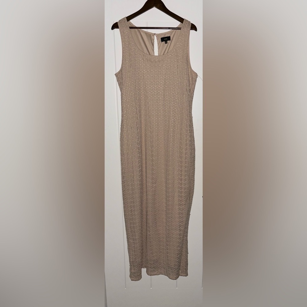 Maia Women Crochet Bodycon Maxi Dress Size16 Tan Lined Relax Fit NWT‎ Beachy